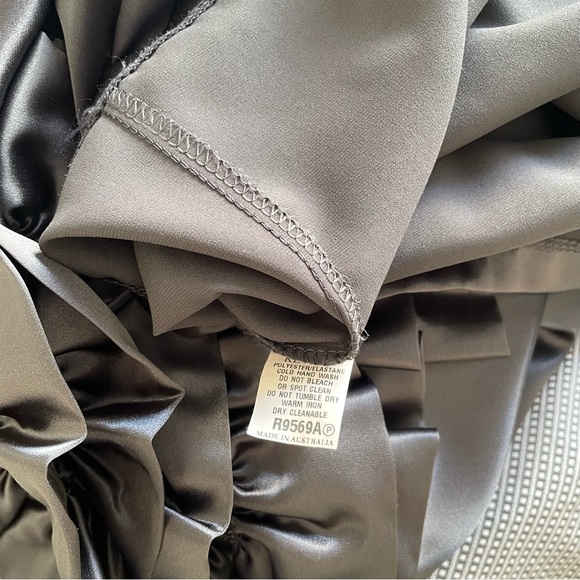 HOST PICK⭐️REVIEW Satin Mini Dress with Ruffle Panel🤍Silver Grey🤍 - Picture 7 of 7